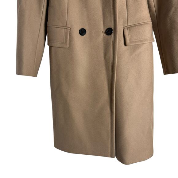 Reiss Camel Tan Wool l Double Breasted Long Coat Size 2 - Picture 3 of 9